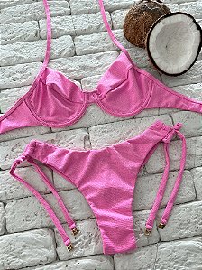 Calcinha Asa Delta Fio Duplo Luna Rosa com Amarras (BUSTO NÃO INCLUSO)