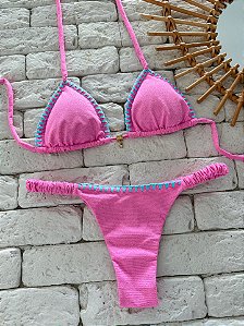 Calcinha Frufru Fio duplo Luna Rosa com Crochê (CORTININHA NÃO INCLUSO)