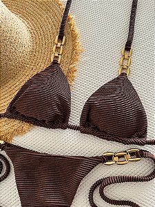 Cortininha Brownie com Correntes, Costura Embutida e Bojo Removível (CALCINHA NÃO INCLUSO)