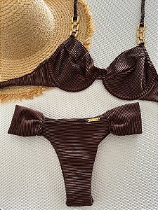 Calcinha Fio Duplo Brownie sem costura com Lateral Franzida (BUSTO NÃO INCLUSO)