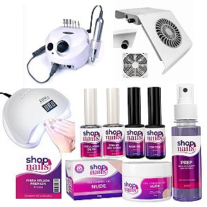 Kit Shopnails Nail Designer Completo Preparadores Fibra Gel Equipamentos