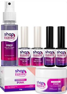Kit Shopnails Preparadores e Gel Control Pink 24g