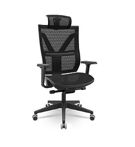 Cadeira Presidente Darix Em Tela Com Apoio de Cabeça Base Nylon Slider