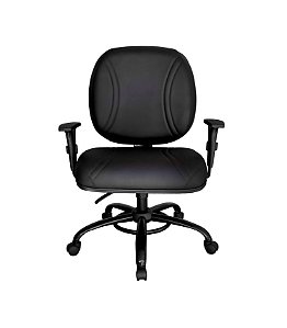 Cadeira Diretor Plus Size Obeso para 150kg Base em Aço Reforçada Vinil Preta