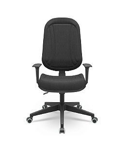 Cadeira Presidente Premium Plaxmetal Base Nylon Back System Braços Reguláveis Crepe Poliéster