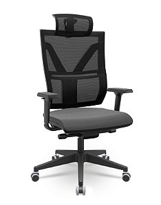 Cadeira Darix X+ Presidente Plaxmetal Base Nylon Slider Tela Preta Assento Vinil