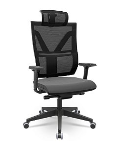 Cadeira Darix X+ Presidente Plaxmetal Base Nylon Autocompensador Tela Preta Assento Vinil