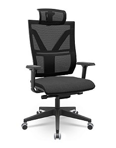 Cadeira Presidente Darix X+ Base Italia Mecanismo Slider Assento Crepe Poliéster