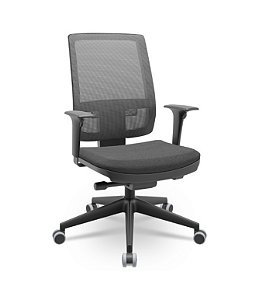 Cadeira Presidente Brizza Plaxmetal Tela Cinza Base Italia Autocompensador Assento Em Vinil