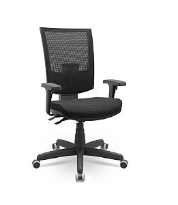 Cadeira Plaxmetal Flash Presidente Base Standard Back System Tela Preta Assento Poliéster