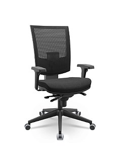 Cadeira Flash Presidente Plaxmetal Tela Preta Base Italia Slider Poliéster