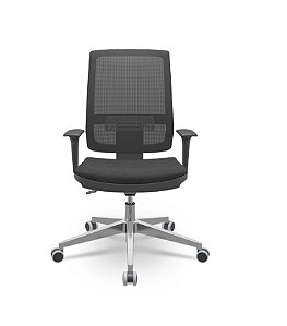 Cadeira Brizza Presidente Tela Preta Base Aluminio Back System Assento Crepe Poliéster