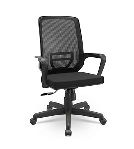 Cadeira Presidente Adrix Plaxmetal Encosto Tela Base Standard Relax Assento Poliéster