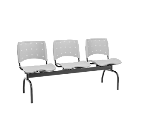Longarina 3 Lugares Ergoplax Plaxmetal Polipropileno