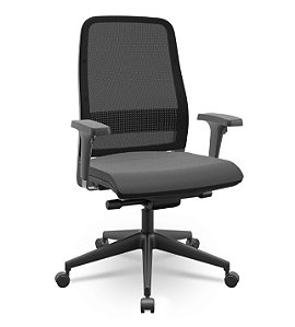 Cadeira Presidente Titan Plaxmetal Tela Preta Base Nylon Slider Assento Vinil
