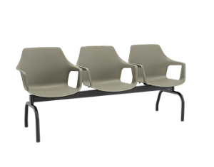 Longarina Vesper Plaxmetal 3 Lugares Polipropileno