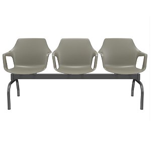 Longarina Vesper Plaxmetal 3 Lugares Polipropileno