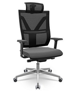 Cadeira Presidente Darix X+ Tela Plaxmetal Base Aluminio Autocompensador Assento Vinil
