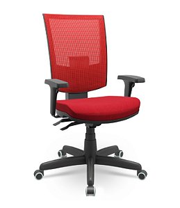 Cadeira Plaxmetal Flash Presidente Base Standard Back System Tela Vermelha Assento Poliéster