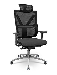 Cadeira Presidente Darix X+ Tela Plaxmetal Base Aluminio Autocompensador Assento Poliéster