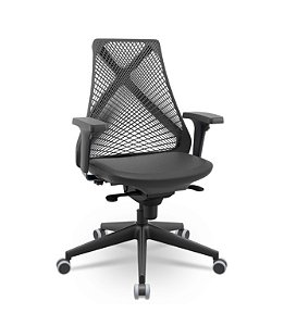 Cadeira Plaxmetal Bix X+ Base Italia Mecanismo Sincron Tela Preta Assento Vinil