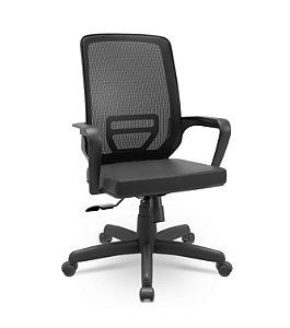 Cadeira Presidente Adrix Plaxmetal Encosto Tela Base Standard Relax Assento Vinil