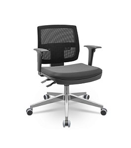 Cadeira Brizza Executiva Tela Preta Base Aluminio Mecanismo Back System Assento Vinil