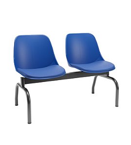 Longarina de 2 Lugares Quick Plaxmetal Azul Com Assento Estofado Vinil