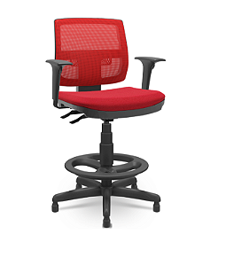 Cadeira Caixa Alta Brizza Plaxmetal Encosto Em Tela Vermelha Back System com Braços Assento em Poliéster