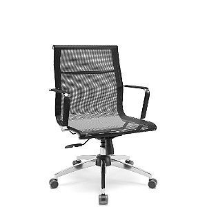 Cadeira Diretor Plaxmetal Aris Tela Base Cromada Com Relax