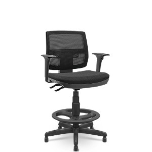 Cadeira Caixa Alta Brizza Plaxmetal Encosto Em Tela Preta Back System com Braços Assento em Poliéster