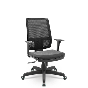 Cadeira Brizza Presidente Plaxmetal Tela Preta Base Standard Relax Assento Em Vinil