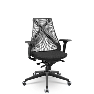 Cadeira Plaxmetal Bix x+ Base Italia Mecanismo Slider Tela Preta Assento Poliéster
