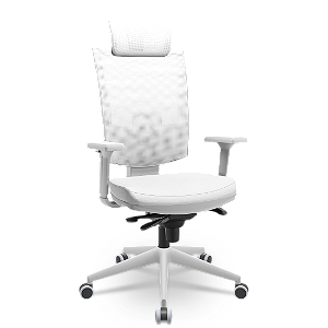 Cadeira Flash Presidente Plaxmetal Cinza Tela Branca Base Italia Slider Braços Shift Assento Vinil