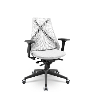 Cadeira Plaxmetal Bix x+ Base Italia Mecanismo Slider Tela Branca Assento Poliéster