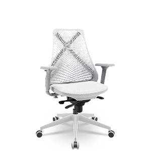 Cadeira Bix X+ Cinza Tela Branca Base Italia Cinza Slider Assento Poliéster