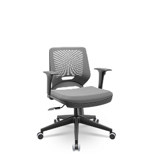 Cadeira Beezi Plaxmetal Com Braços Reguláveis Encosto Cinza Assento Em Vinil Base Italia.