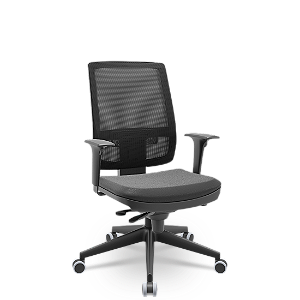 Cadeira Presidente Brizza Plaxmetal Tela Preta Base Italia Slider Assento Vinil