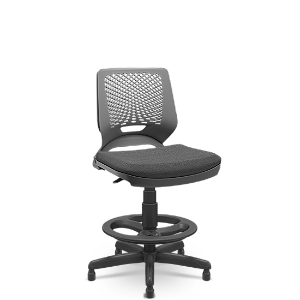 Cadeira Caixa Alta Beezi Plaxmetal Base Standard Com Sapatas Encosto Cinza Assento Poliéster
