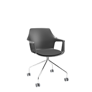 Cadeira Plaxmetal Vesper Preta Giratória Dialogo Base Cromada Com Assento Estofado Vinil