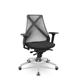 Cadeira Bix x+ Plaxmetal Tela Preta Base Cromada Slider Braços Shift Assento Poliéster