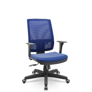 Cadeira Brizza Presidente Plaxmetal Tela Azul Base Standard Relax Assento Vinil