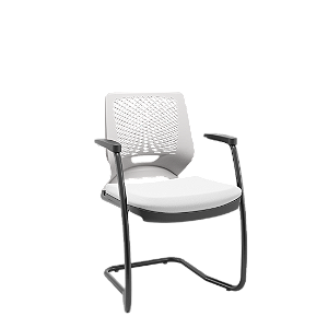 Cadeira Plaxmetal Beezi Fixa Aproximação Encosto Branco Assento Em Vinil