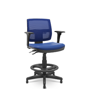 Cadeira Caixa Brizza Plaxmetal Tela Azul Assento Vinil Back System Com Braços Reguláveis