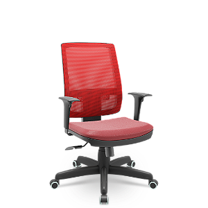 Cadeira Brizza Presidente Plaxmetal Tela Vermelha Base Standard Relax Assento Vinil