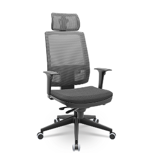 Cadeira Plaxmetal Brizza Presidente Tela Cinza Base Itália Slider Assento Poliéster