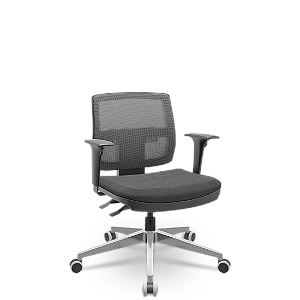 Cadeira Brizza Executiva Tela Cinza Base Aluminio Mecanismo Back System Assento Poliéster