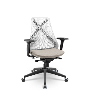 Cadeira Plaxmetal Bix X+ Base Italia Mecanismo Sincron Tela Branca Assento Poliéster