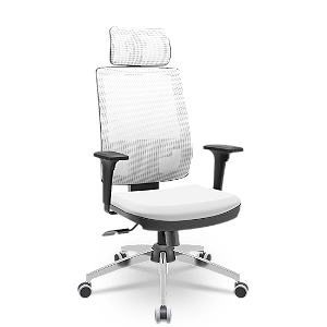 Cadeira Brizza Presidente Tela Branca Base Cromada Relax Assento Vinil