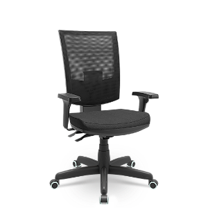 Cadeira Plaxmetal Flash Tela Preta Base Standard Mecanismo Back System NR17 Poliéter